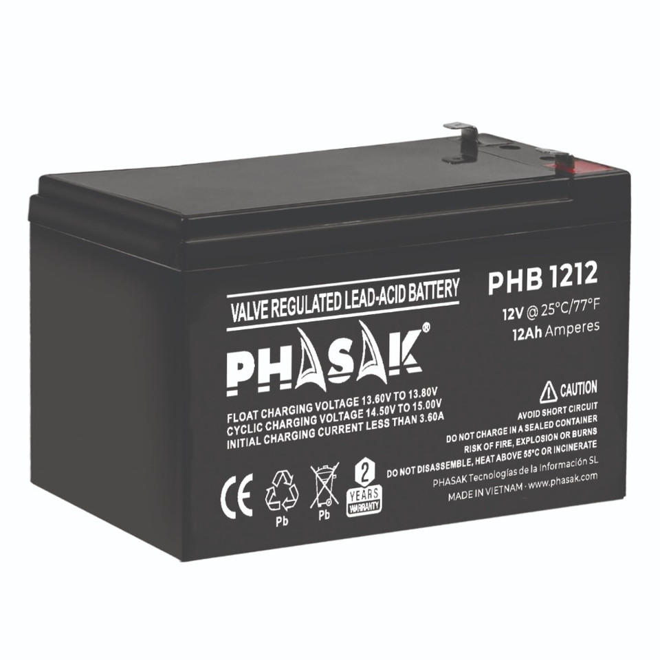 Bateria Phasak Plomo-acido 12V 12Ah