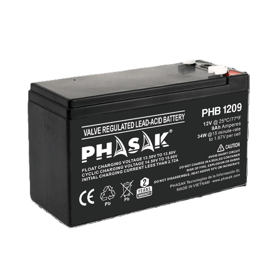 Bateria Phasak Plomo-acido 12V 09Ah